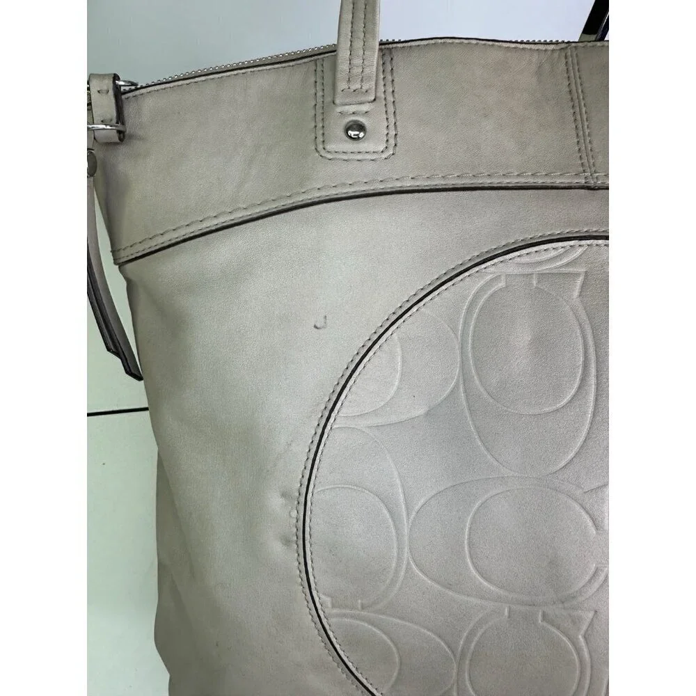 Coach Laura Taupe Leather Large Carryall Shoulder Bag Purse Handbag Logo F18336